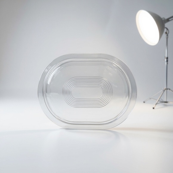 Pyrex Other - Vintage Pyrex Clear Glass Oval Refrigerator Dish Lid Art Deco Rings